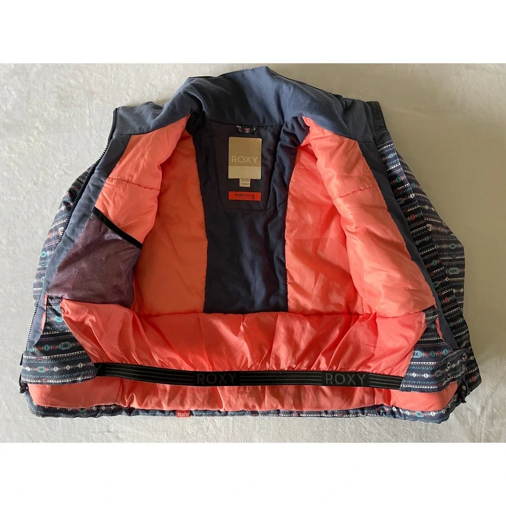 Roxy Kids Ski Snowboard Jacket Girls Size‎ 10/M/M Geometric Print DryFlight 10K
